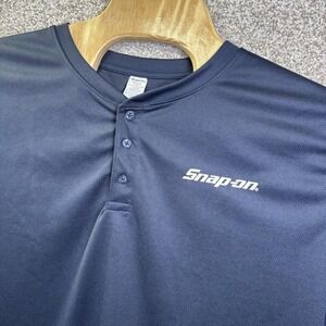Snap-on Shirt Mens 3XL Blue Long Sleeve Henley Jersey Lightweight Logo